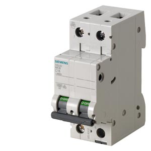 INTERRUPTOR TERMOMAGNÉTICO BIPOLAR PARA MONTAJE EN RIEL DIN 5SL6 / 5SL6206-7MB